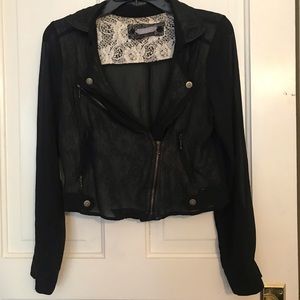 Daytrip Black Sheer Moto Jacket Cropped Sz S/M